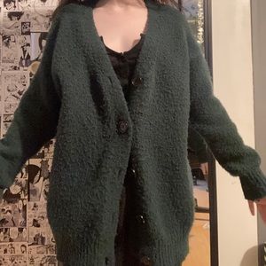 Fluffy green cardigan